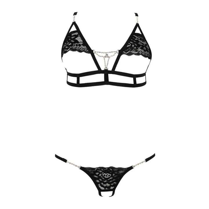 Elegancki komplet bielizny damskiej z koronką i regulowanymi ramiączkami, XL