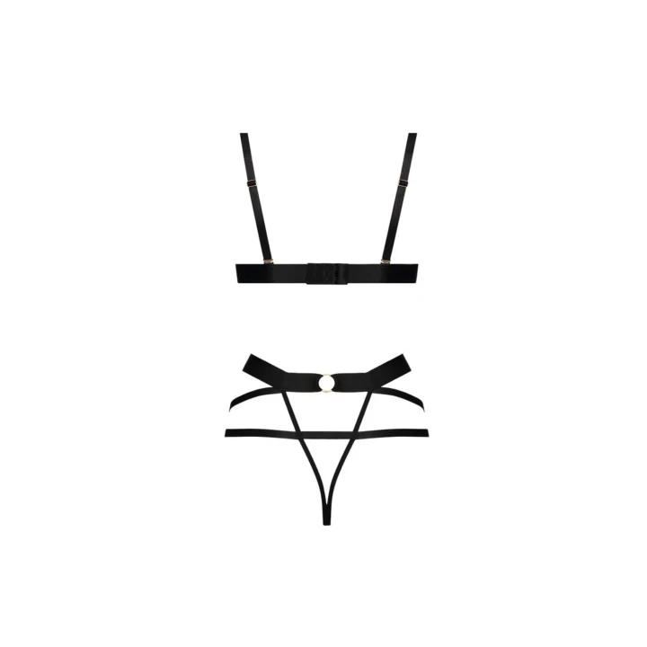 Dwuczęściowy komplet bielizny IZARO w rozmiarze XXL/XXXL z tiulu i haftem w panterkę