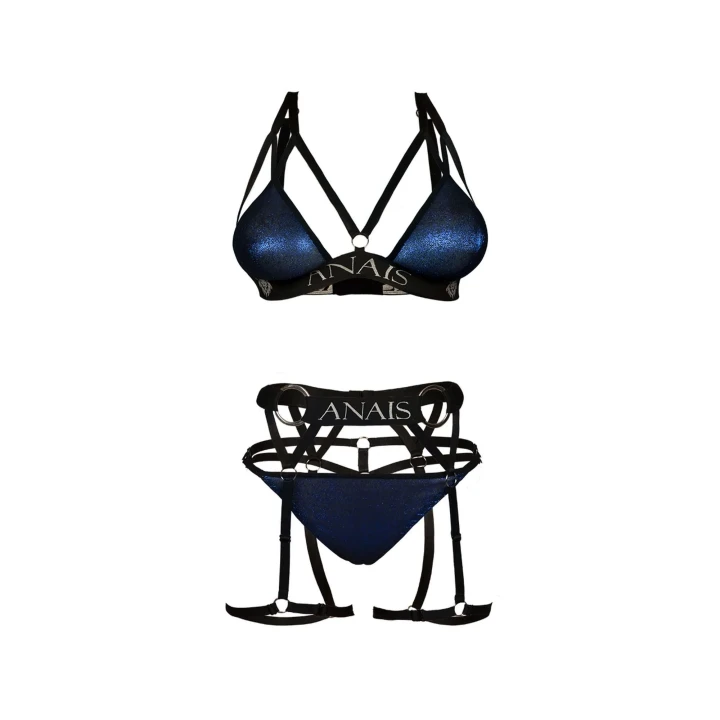 Zestaw bielizny erotycznej HARLO BLUE SET, rozmiar SUPER XXL/XXXL, 3 częściowy