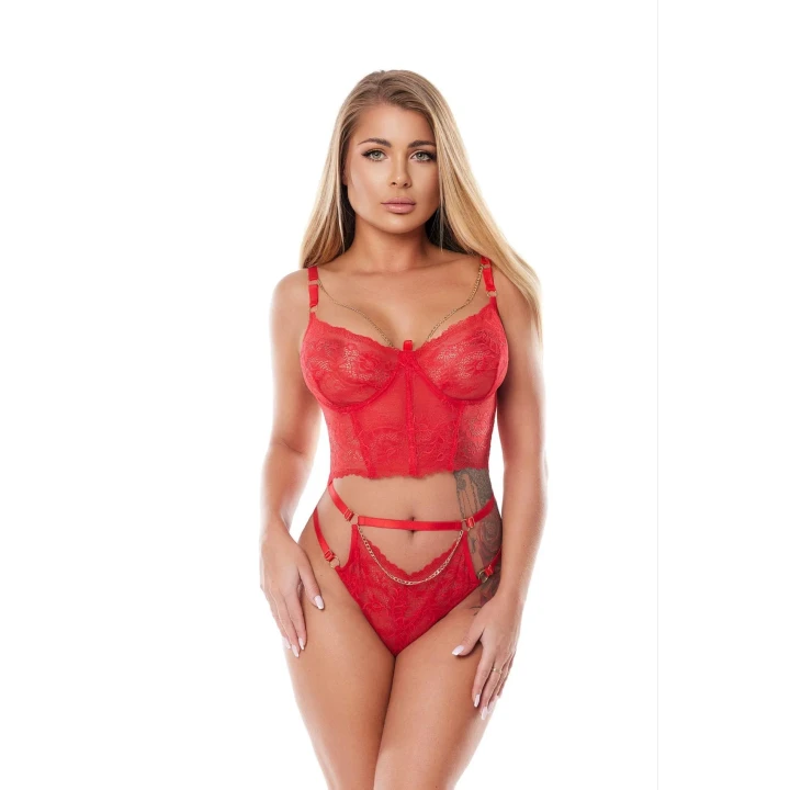 Gorset red KAIA XS - elegancki i zmysłowy model w koronkowym wykończeniu