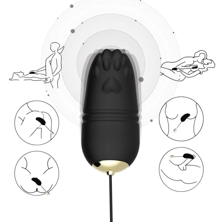 Wibrujące jajeczko silikonowe z pilotem - Kitty black, wodoodporne, 9 poziomów wibracji