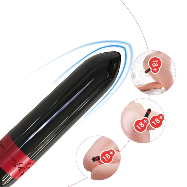 Stymulator łechtaczki Rocket black z 9 ustawieniami wibracji, wodoodporny, silikonowy