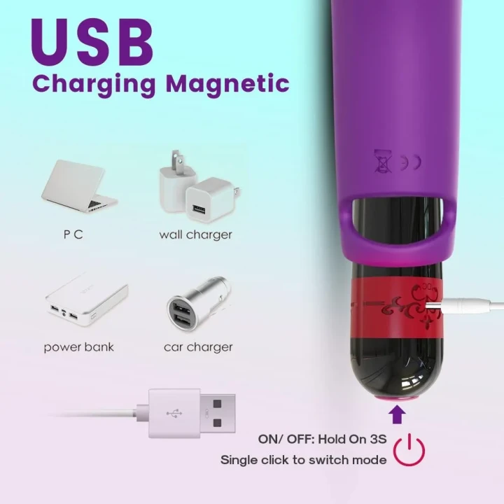 Stymulator punktu G Aurora Purple z 9 trybami wibracji, silikon z kontrolą bezprzewodową