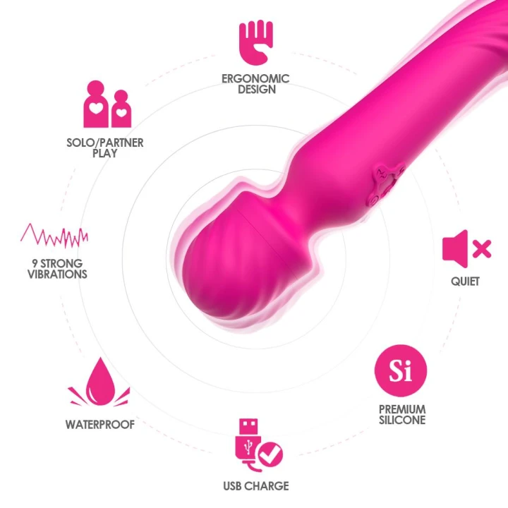 Masażer wibracyjny Mission Pink z silikonu medycznego, wodoodporny, 9 trybów wibracji
