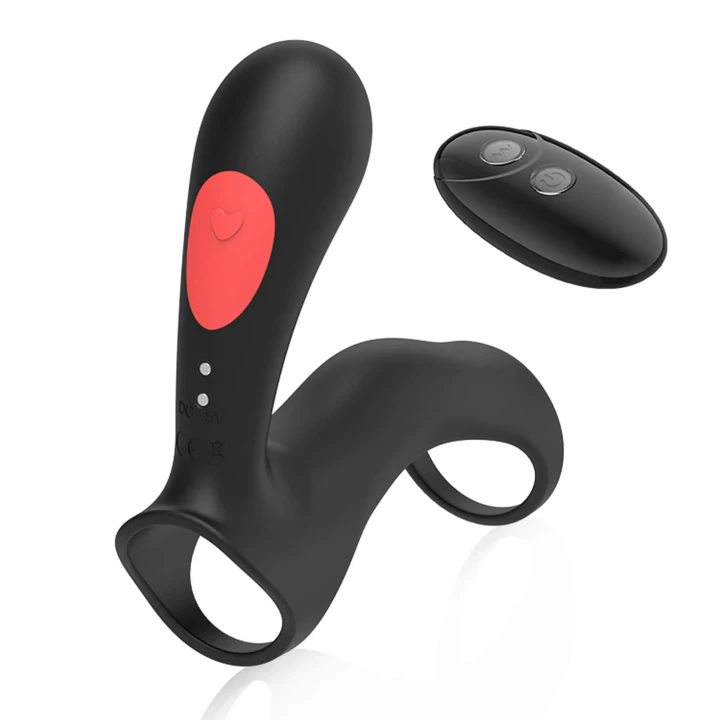 Pierścień wibracyjny Stamen czarny z pilotem, 7 trybów, wodoodporny, akumulatorowy