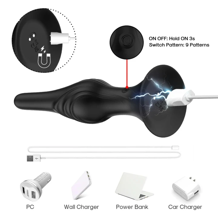 Stymulator łechtaczkowy Rocket Black, 9 trybów wibracji, wodoodporny, ergonomiczny