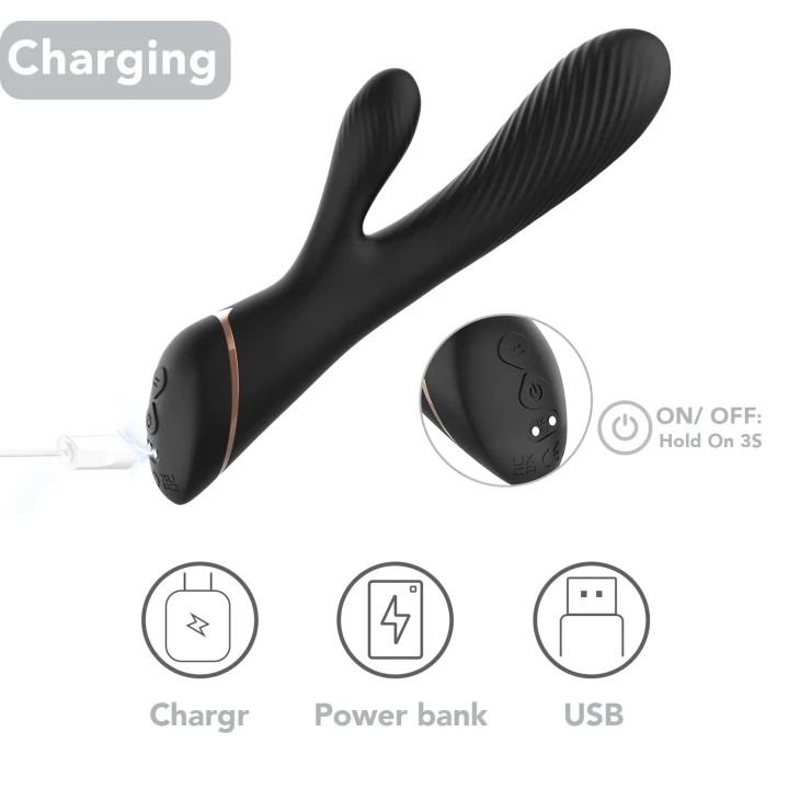 Stymulator łechtaczki Hare Black z 9 funkcjami wibracji, silikon medyczny, wodoodporny