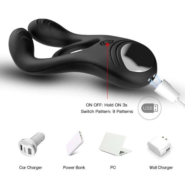 Wibracyjny pierścień na penisa Veyron z pilotem, 9 trybów wibracji, czarny