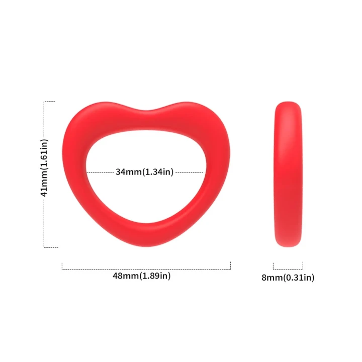 Pierścień erekcyjny Sweetheart z czerwonego silikonu medycznego, 100% wodoodporny