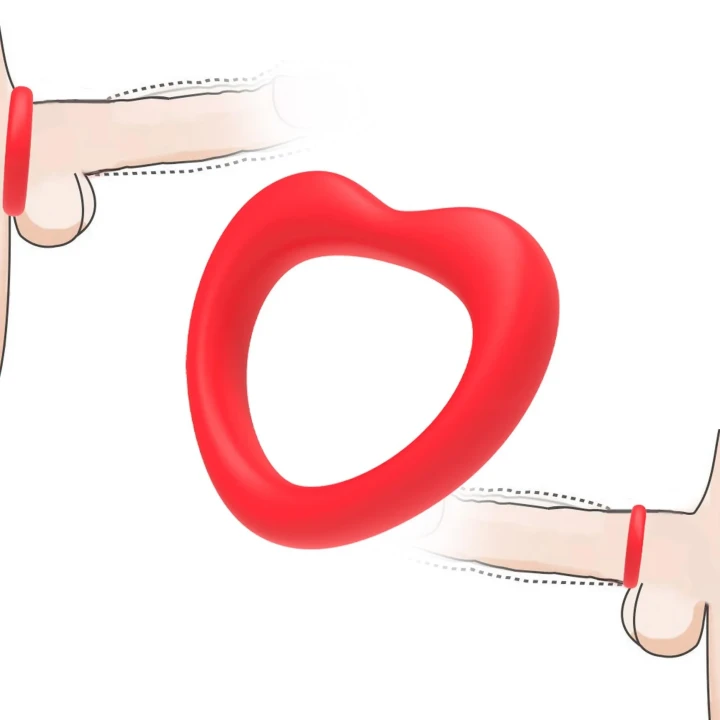 Pierścień erekcyjny Sweetheart z czerwonego silikonu medycznego, 100% wodoodporny