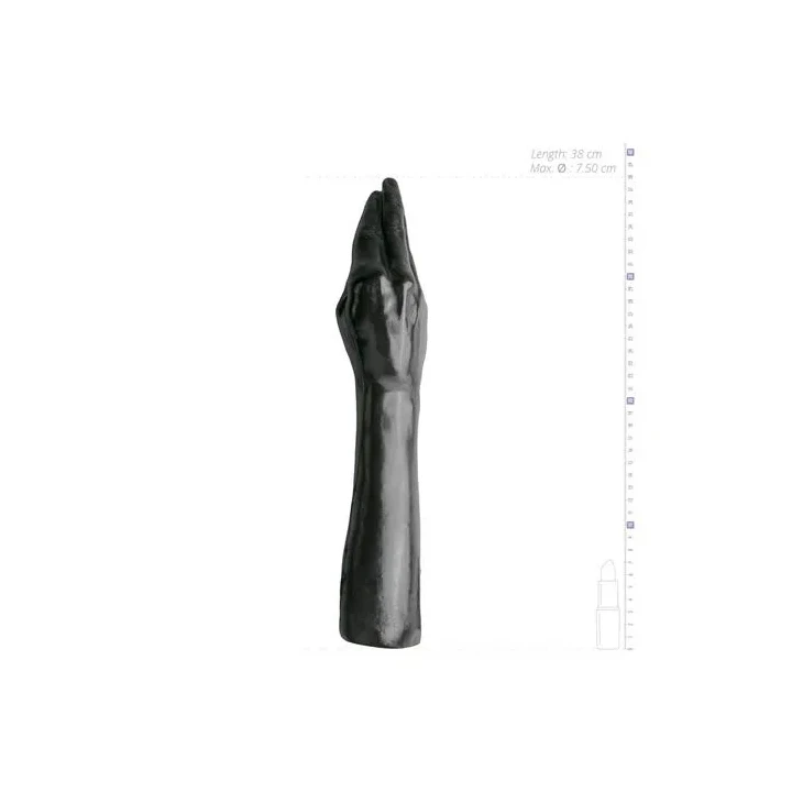Dildo do fisting All Black, 39 cm długości, elastyczny materiał TPR, wodoodporny