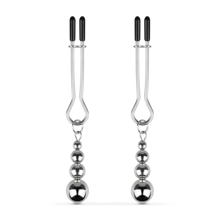 Klamry na sutki - Srebrne, regulowane z metalowym łańcuszkiem dla intensywnych doznań