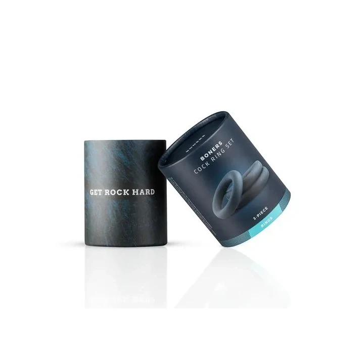 Zestaw pierścieni na penisa 3szt. - silikonowy, szary, elastyczny, wodoodporny