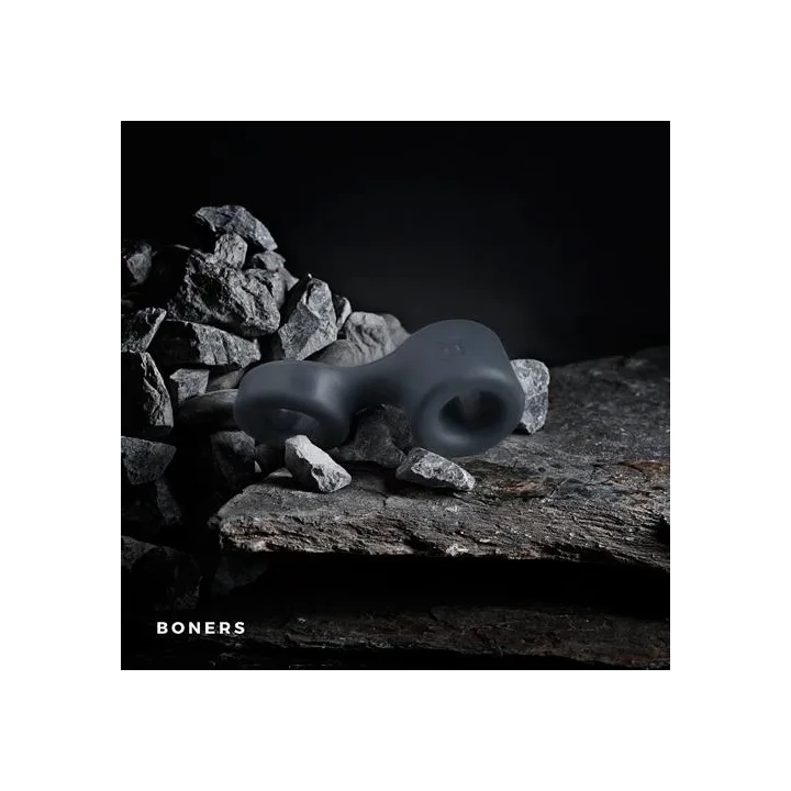 Pierścień na penisa i napinacz jąder Boners - Szary, elastyczny TPE, wodoodporny