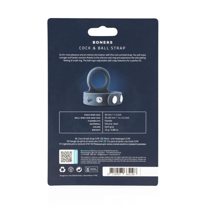 Pas do penisa i moszny Boners - regulowany rozmiar S/M, komfortowa przyjemność
