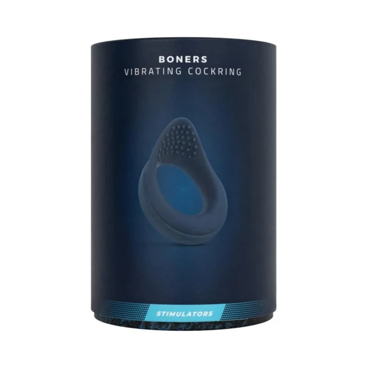 Wibrujący pierścień erekcyjny z stymulatorem perineum, silikonowy, niebieski, 10 trybów