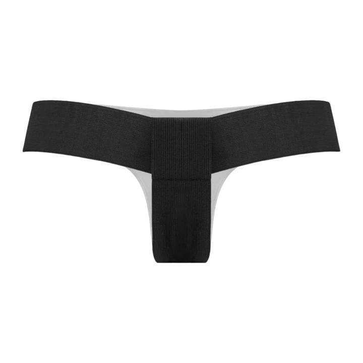 Zestaw strap-on z wibracją - Czarny, regulowana skórzana uprząż, dwa dilda