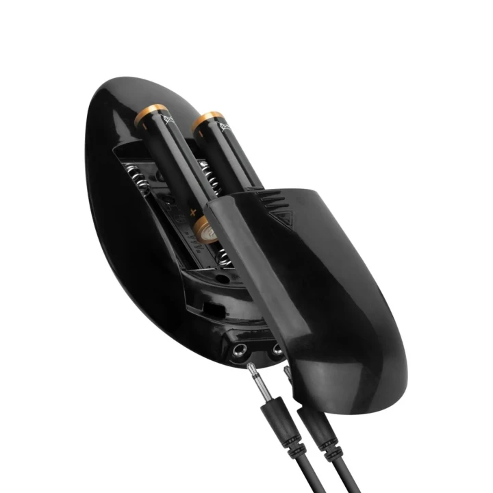 Zestaw strap-on z wibracją - Czarny, regulowana skórzana uprząż, dwa dilda