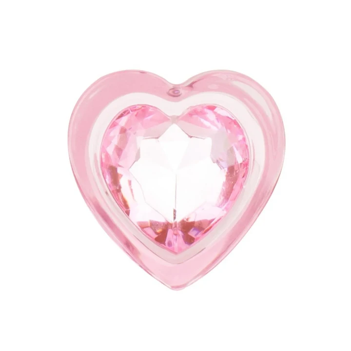 Elegancki korek analny ze szkła - mały, różowy, długość 7 cm, urocza baza w kształcie serca