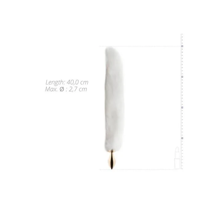 Korek analny z metalowym zdobieniem i ogonem ze sztucznego futra, srebrny