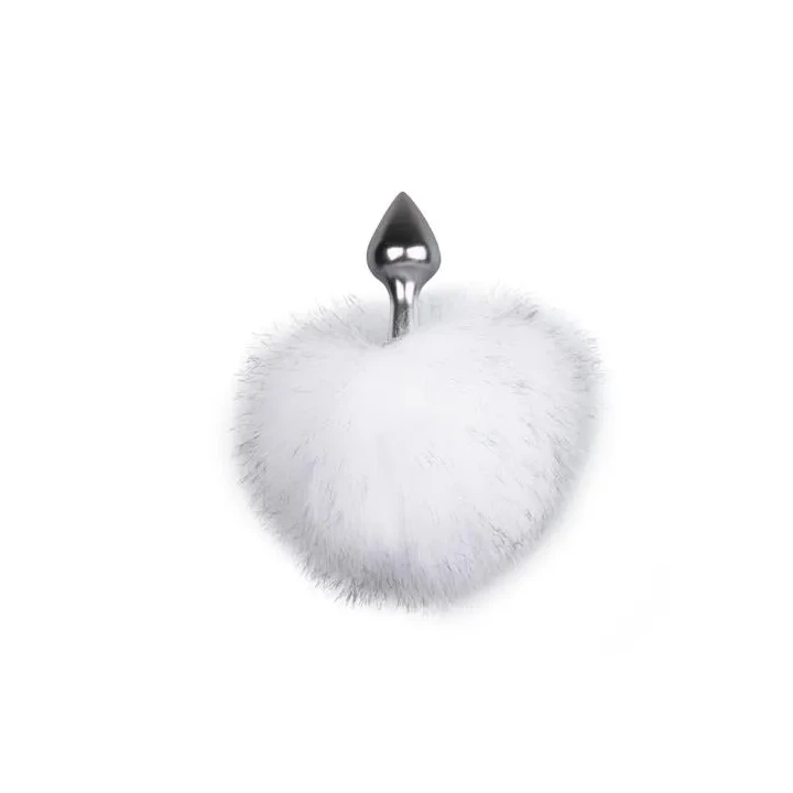 Korek analny Bunny Tail Plug No. 1 - Srebrny z puszystym ogonem, z aluminium