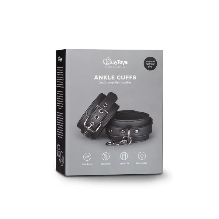 Mankiety fetyszyzmu na kostki z sztucznej skóry z regulacją i metalowym łańcuchem