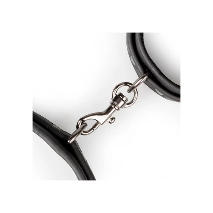 Zestaw mankietów do ud i nadgarstków do zabaw BDSM, czarne, regulowane, sztuczna skóra