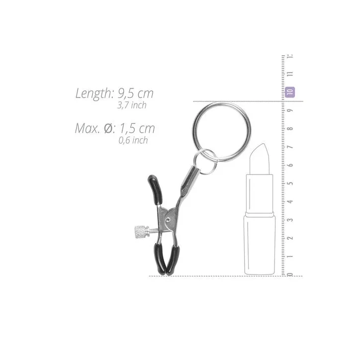 Zaciski metalowe do stymulacji sutków z regulowanym ściskiem i pierścieniem