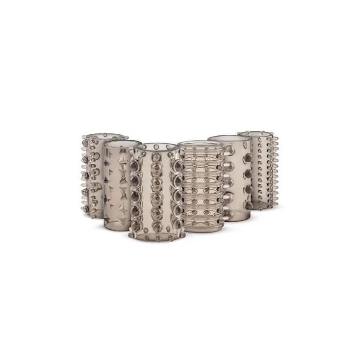 Zestaw rękawów stymulacyjnych na penisa - 6 unikalnych tekstur, elastyczny materiał TPE