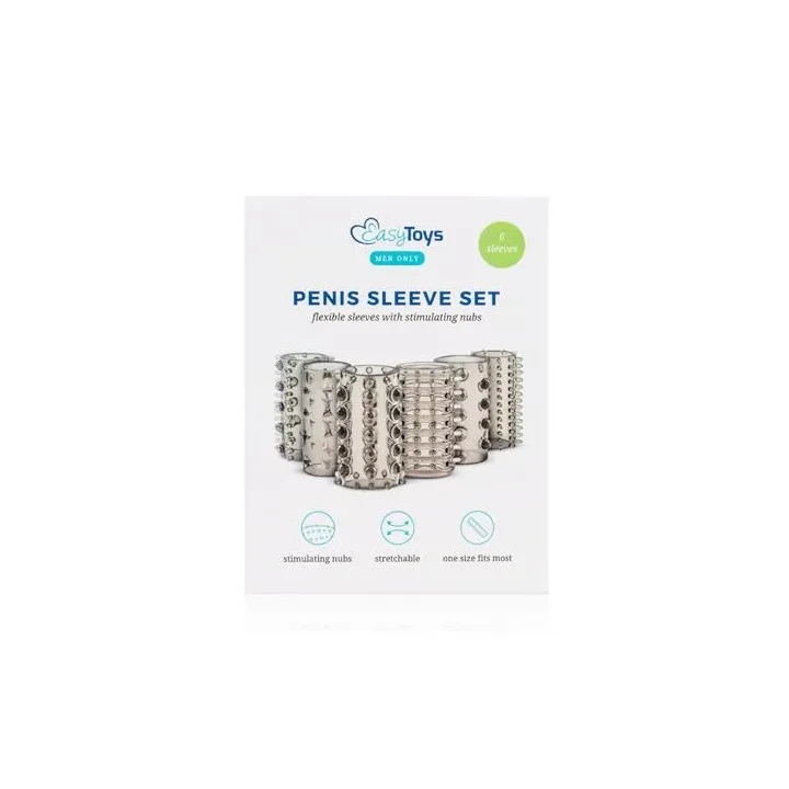 Zestaw rękawów stymulacyjnych na penisa - 6 unikalnych tekstur, elastyczny materiał TPE