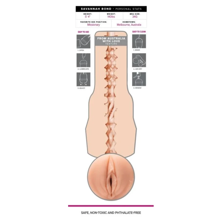 Masturbator męski Fleshlight Girls - Savannah Bond, SuperSkin, wodoodporny, 25 cm