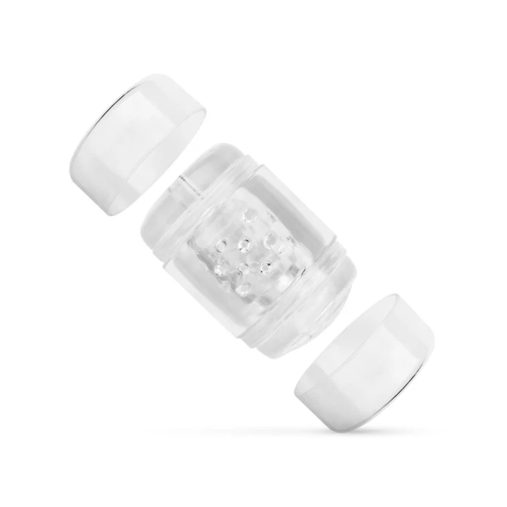 Dwustronny masturbator męski - pochwa i anus, przezroczysty, elastyczny, wodoodporny