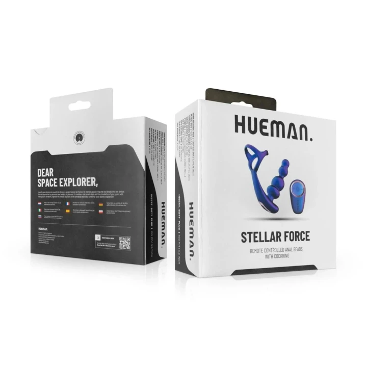 Korek analny z pierścieniem na penisa Hueman - Stellar Force z 10 wibracjami i pilotem