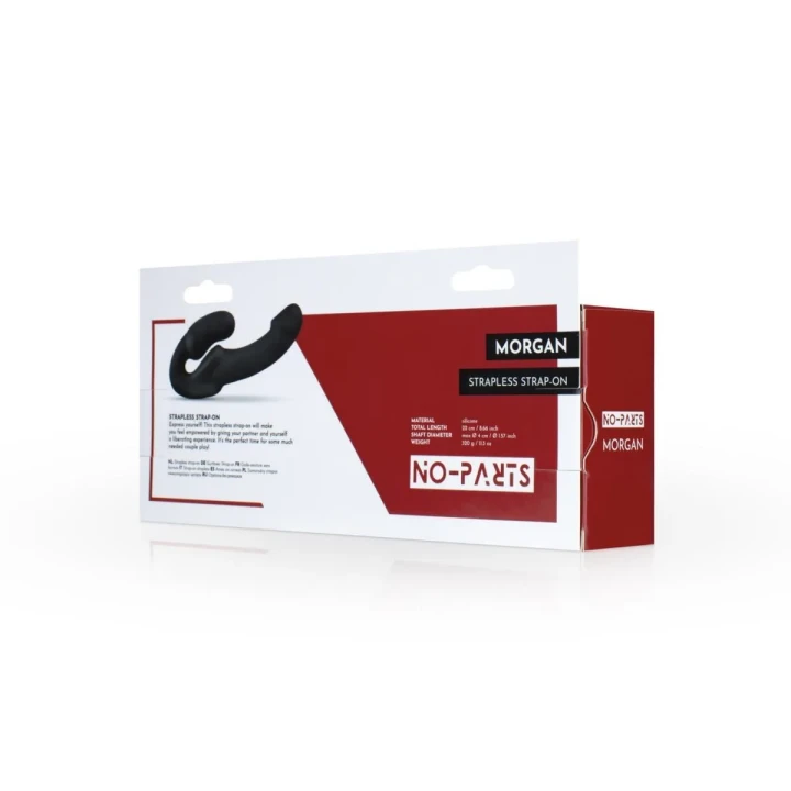 Dildo strap-on Morgan bez uprzęży, czarny, 22 cm, silikon medyczny