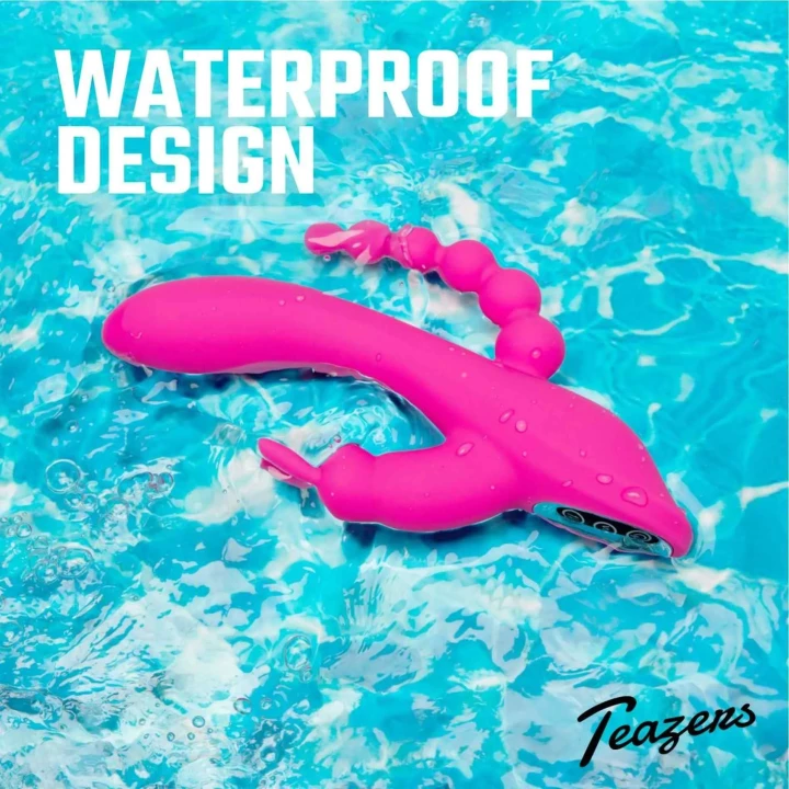 Wibrator podwójny z funkcją stymulacji łechtaczki i analnej, 10 trybów wibracji