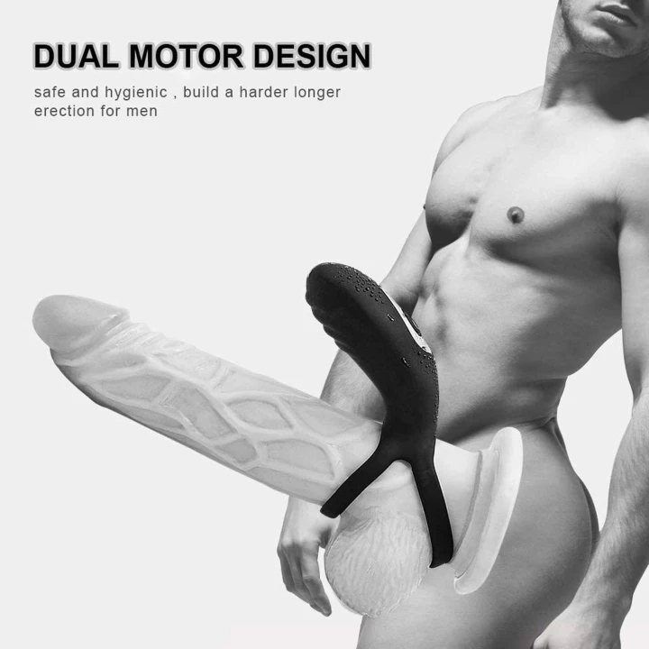 Wibracyjny pierścień erekcyjny z pilotem, silikonowy, wodoodporny, 9 trybów wibracji