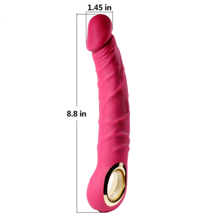 Realistyczny wibrator z 10 trybami wibracji, skórzany silikon, 22,1 cm, różowy
