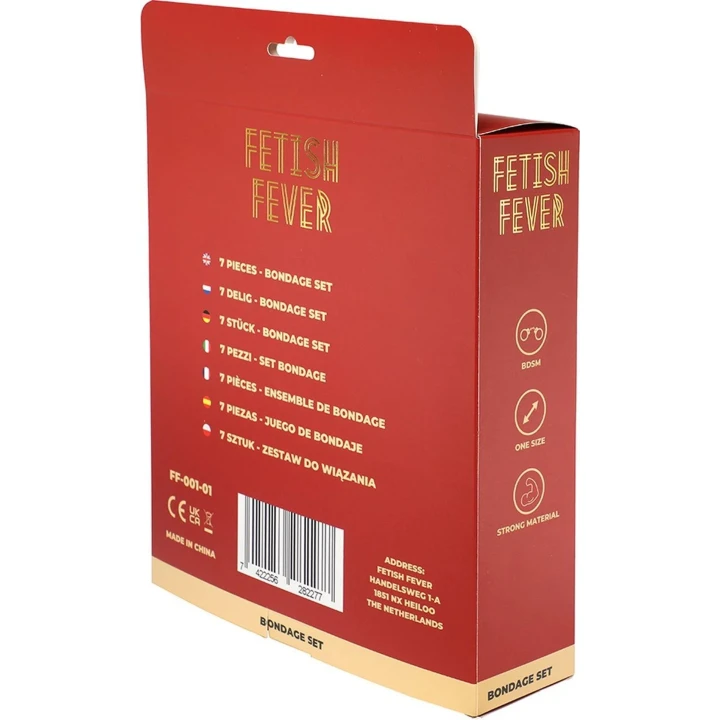 Zestaw Bondage - 7-elementowy zestaw do zabaw erotycznych w kolorze czarnym