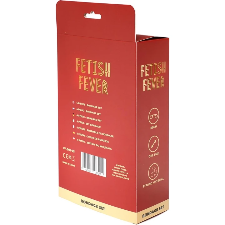 Zestaw do bondage Fetish Fever - 4 elementy - czarny, elegancki i funkcjonalny