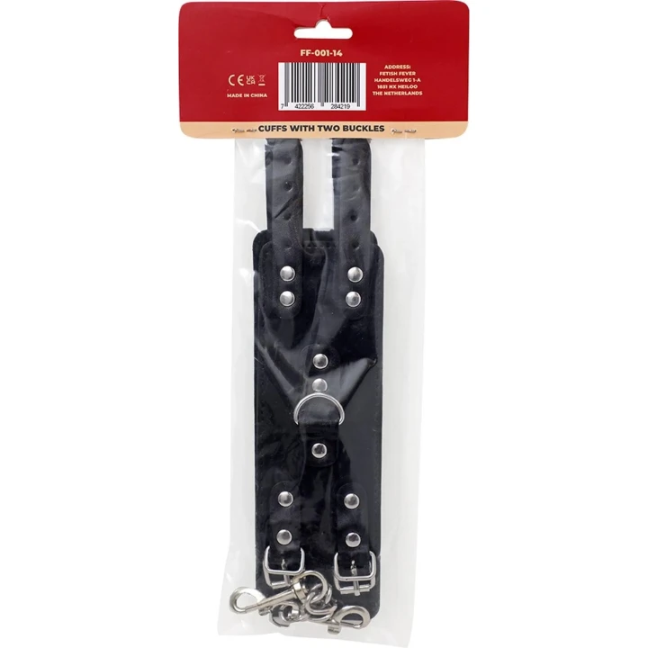 Kajdanki BDSM - Czarne, regulowane z dwoma klamrami, komfortowe i stylowe