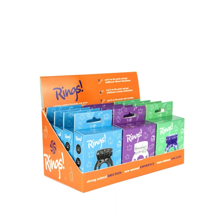 Zestaw pierścieni erekcyjnych Axle-pin Showbox - 12 sztuk, z wibracją, elastyczny TPR