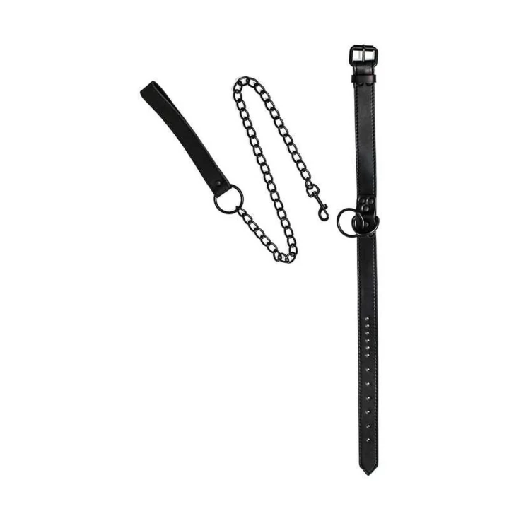 Obroża BDSM regulowana, kolor czarny, metalowe akcenty - Party Hard Sin