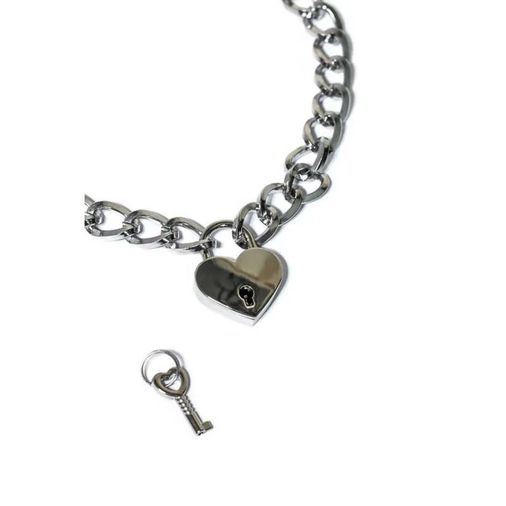 Kołnierzyk BDSM ze srebrnego metalu - The Collar Party Hard Embrace Silver