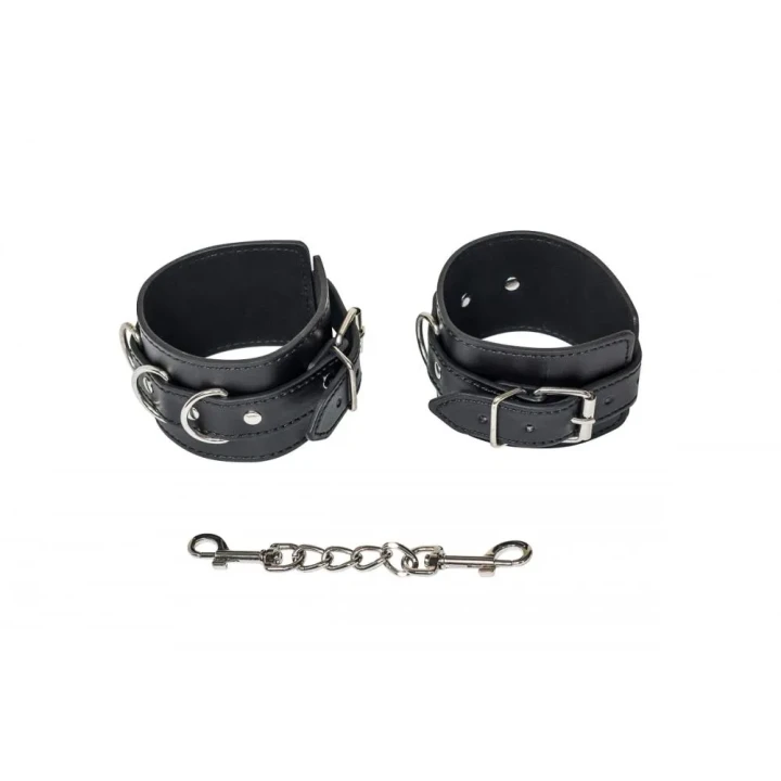 Kajdanki na kostki Party Hard Celestial, PVC, długość 29 cm, czarne, eleganckie.