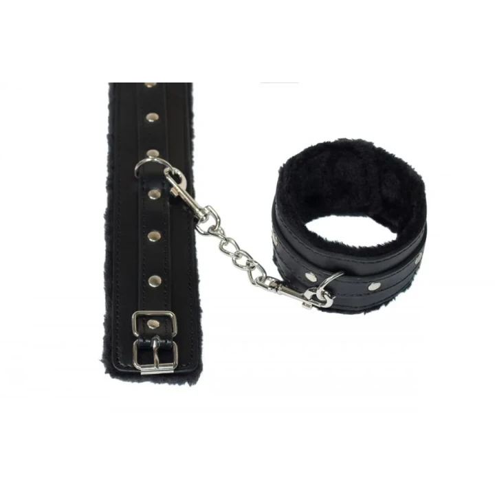 Kajdanki na kostki Party Hard Eternity czarne z PVC i metalem, 29 cm