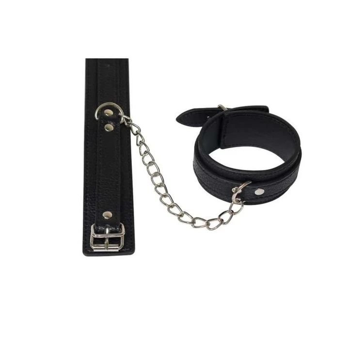 Kajdanki do kostek PVC - Ankle Cuffs na ekscytujące chwile intymne w kolorze czarnym