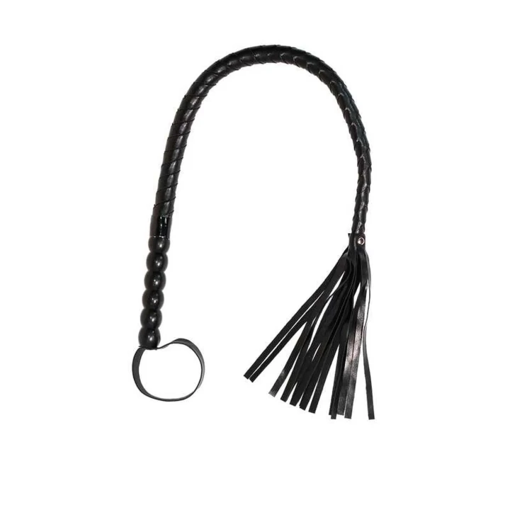 Pejcz na intymne doznania - Whip Party Hard Bossy, 91 cm, czarny, poliuretanowy