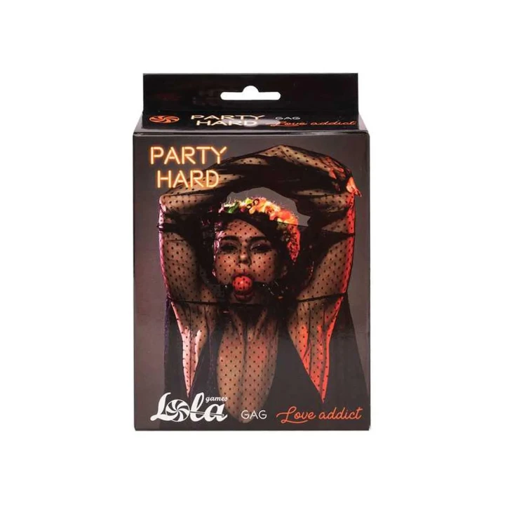 knebel BDSM Party Hard Love Addict w kolorze czerwonym, 4,5 cm, komfortowy i bezpieczny