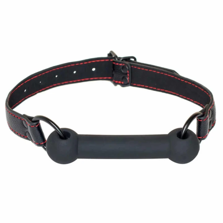 Knebel silikonowy Bone Gag do bondage, średnica 1,9 cm, czarny, dla początkujących i zaawansowanych