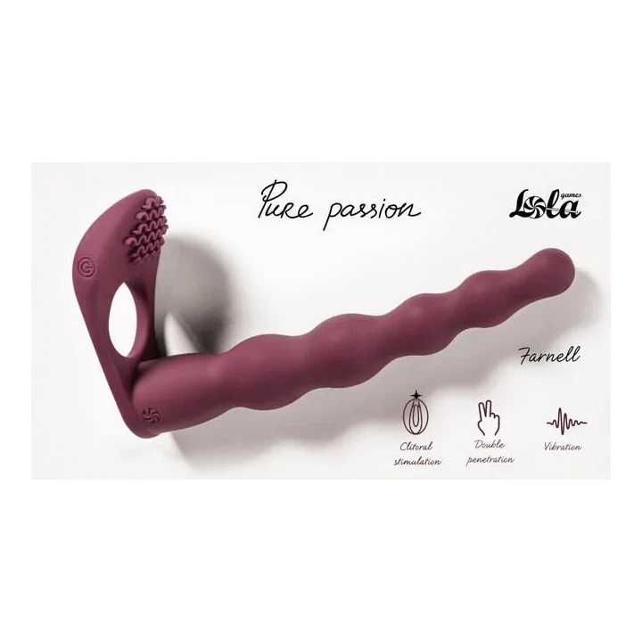 Dildo do podwójnej penetracji Pure Passion, hipoalergiczny silikon, czerwony 17 cm